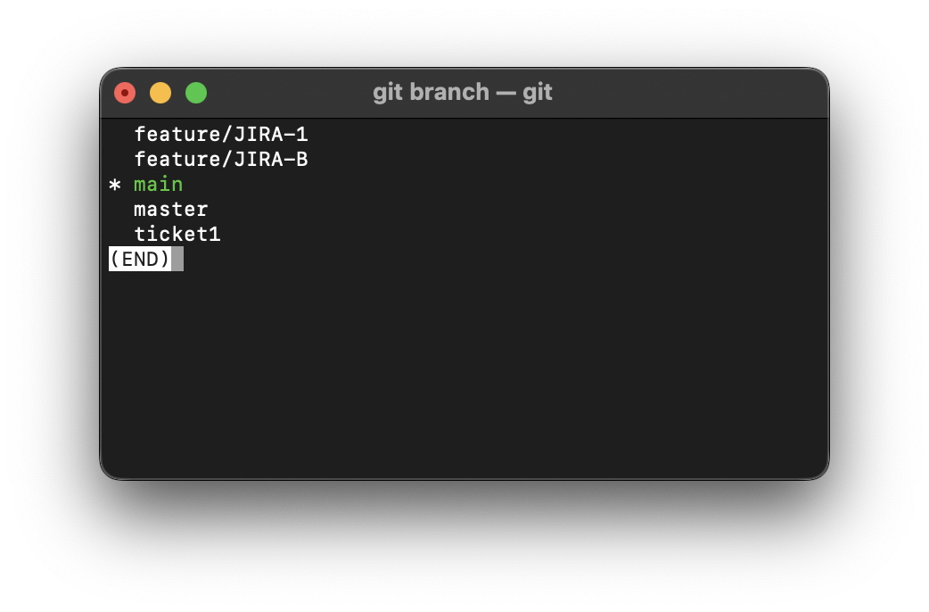Git List of all Local Branches
